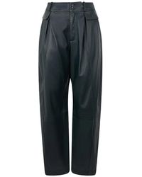 Alberta Ferretti - High-Waisted Pleated Leather Trousers - Lyst