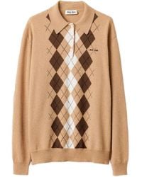 Miu Miu - Polotrui Met Drie Knopen En Argyle Patroon - Lyst