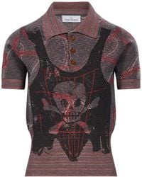 Vivienne Westwood - Skull-Print Knitted Polo Shirt - Lyst
