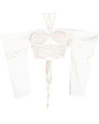 The Mannei - Draped-Sleeves Crochet-Knit Blouse - Lyst