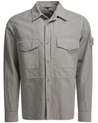Stone Island - Logo-Patch Flap-Pocket Shirt - Lyst