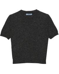 Prada - Short-Sleeve Cashmere Top - Lyst