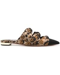 Aquazzura - Mini Twist Pointed-Toe Leopard-Print Mules - Lyst