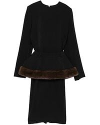 Stella McCartney - Faux-Fur Peplum Midi Dress - Lyst