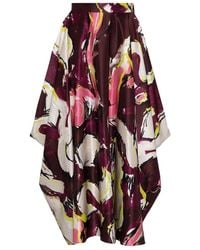 ROKSANDA - Amari Brush-Print Draped Maxi Skirt - Lyst