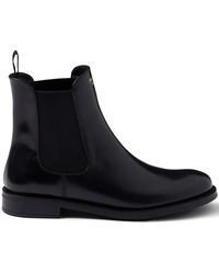 Prada - Brushed Leather Ankle Boots - Lyst