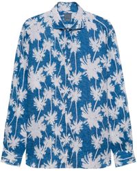 Barba Napoli - Leinenhemd mit Palmen-Print - Lyst