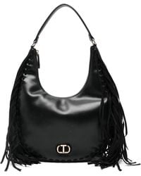 Twinset - Fringe-Detail Leather Shoulder Bag - Lyst