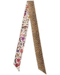 Roberto Cavalli - Leopard-Print Floral-Pattern Scarf - Lyst
