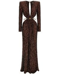Elisabetta Franchi - Sequined V-Neck Evening Dress - Lyst
