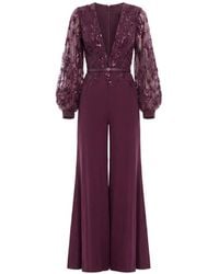 Saiid Kobeisy - Beaded V-Neck Belted Jumpsuit - Lyst