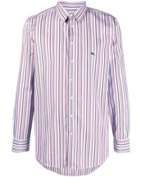 Etro - Logo-embroidered Striped Cotton Shirt - Lyst