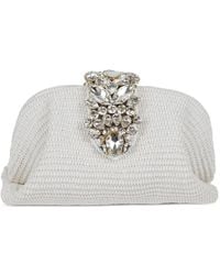 Gedebe - Crystal-Embellished Woven Clutch Bag - Lyst