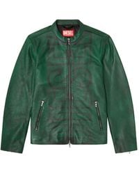 DIESEL - Zip-Up Leather Jacket - Lyst