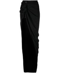 Rick Owens - Draped Silk Blend Long Skirt - Lyst