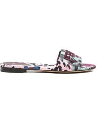 Fendi - Logo-Embroidery Floral-Print Sandals - Lyst