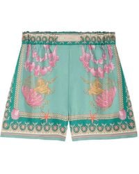 Versace - Underwater Barocco Silk Shorts - Lyst