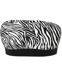 MICHAEL Michael Kors - Bandeau Zipped-Back Zebra-Print Bikini Top - Lyst