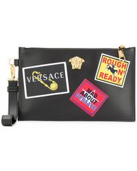 Versace Clutch mit Patches - Schwarz