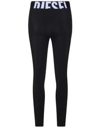 DIESEL - Microfibre Leggings With Cut-Off Logo - Lyst