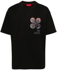 HUGO - Blumen-Print-T-Shirt mit gummiertem Logo - Lyst