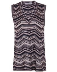 D.exterior - Chevron-Knit V-Neck Top - Lyst