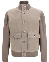 Brunello Cucinelli - High-Neck Suede Jacket - Lyst