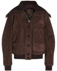 The Attico - Ribbed-Collar Suede Jacket - Lyst