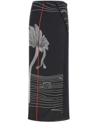 Ferragamo - Women Printed Silk Longline Skirt - Lyst
