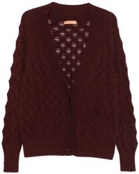 Ermanno Scervino - Cable-Knit Pointelle-Trim Cardigan - Lyst