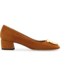 Ferragamo - Suede Leather Pumps - Lyst