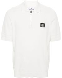 Stone Island - Compass-motif Knitted Polo Shirt - Lyst