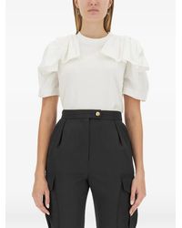McQueen - Ruffled-Shoulder T-Shirt - Lyst