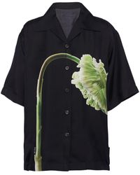Prada - Camisa de sarga con estampado floral - Lyst