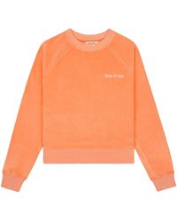 Sporty & Rich - Italic Logo Cotton Sweatshirt - Lyst