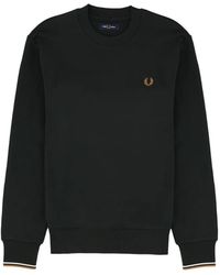Fred Perry - Logo-Embroidered Tipped-Cuff Sweatshirt - Lyst