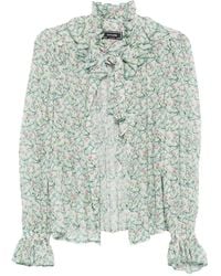 Styland - Floral-Print Ruffled Blouse - Lyst