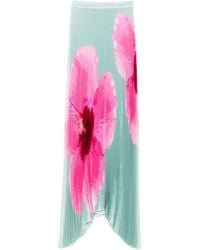 L'idée - Bisous Geplooide Asymmetrische Jurk Met Bloemenprint - Lyst