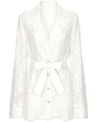 Dolce & Gabbana - Dna Floral-Lace Belted Shirt - Lyst
