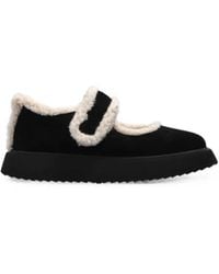 Inuikii - Shearling-Trim Leather Ballet Flats - Lyst