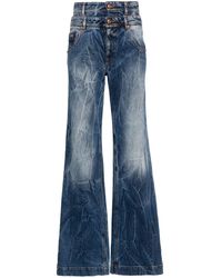 Versace - Double-waist Wide-leg Jeans - Lyst