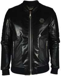 Philipp Plein - Leather Bomber Jacket With Suede Inserts - Lyst