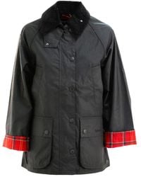 Barbour - Jacke mit Cordkragen und Schottenkaro - Lyst