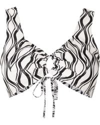 Amir Slama - Wave-Print Sleeveless Cropped Top - Lyst