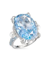 Anabela Chan - 18kt White Gold Vermeil Baby Blue Mermaid Gemstone And Pearl Ring - Lyst
