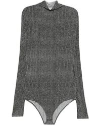 Maison Margiela - Herringbone-Print Long-Sleeve Bodysuit - Lyst
