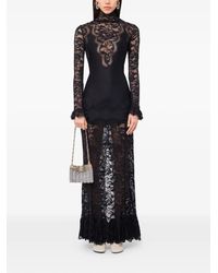 rabanne lace-paneled satin maxi dress Rabanne Panelled Lace And Satin Maxi Dress - Black