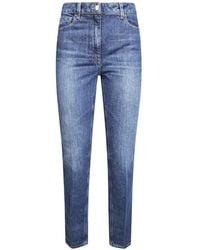 Elisabetta Franchi - Logo-Patch Straight-Leg Jeans - Lyst