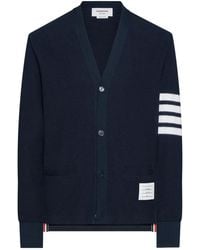 Thom Browne - V-Neck Logo Patch Cardigan - Lyst