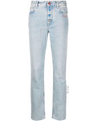 Off-White c/o Virgil Abloh - Slogan-print Straight High-rise Jeans - Lyst
